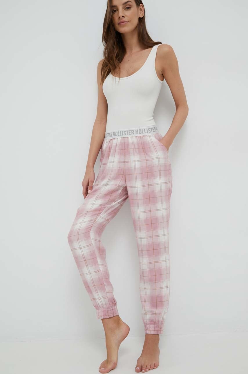 Hollister co. pantaloni de pijama femei, culoarea roz