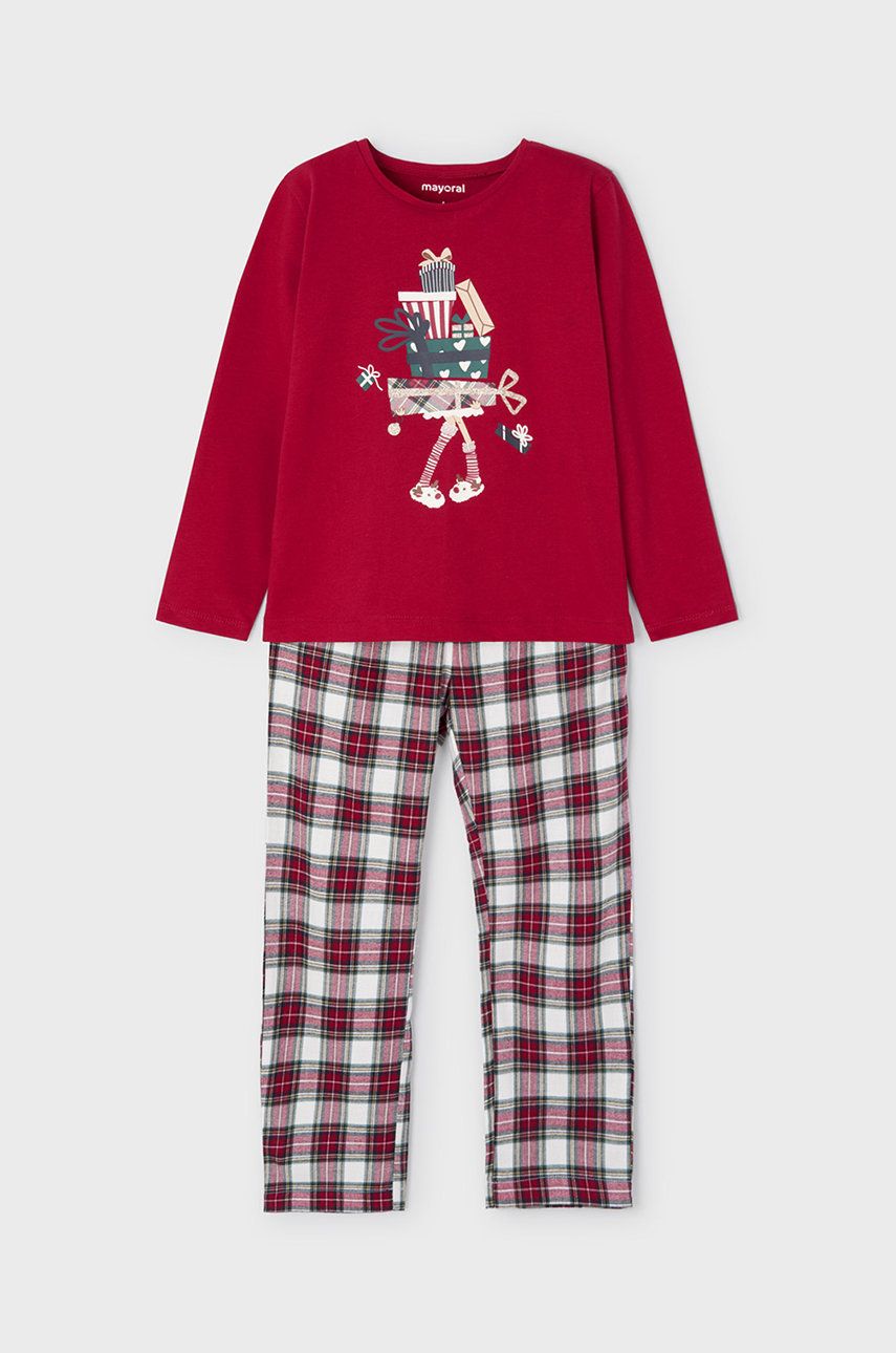 Mayoral piżama dziecięca kolor czerwony wzorzysta