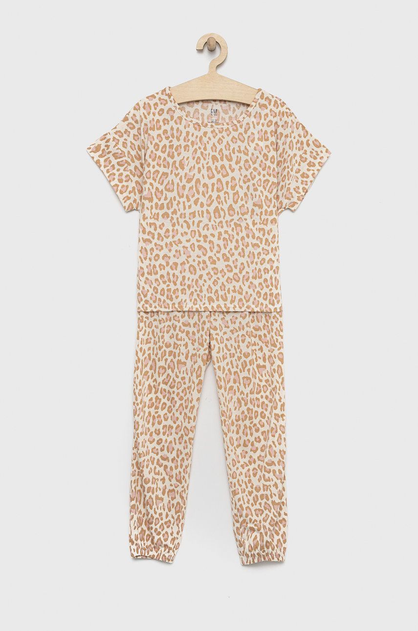 Dětské pyžamo GAP béžová barva - béžová -  100% Recyklovaný polyester