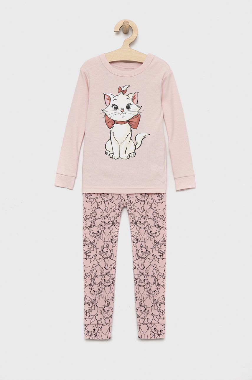 GAP pijamale de bumbac pentru copii culoarea roz, cu imprimeu