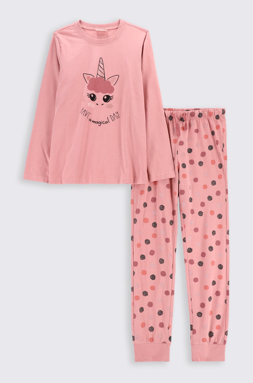 Coccodrillo pijamale de bumbac pentru copii culoarea roz, modelator