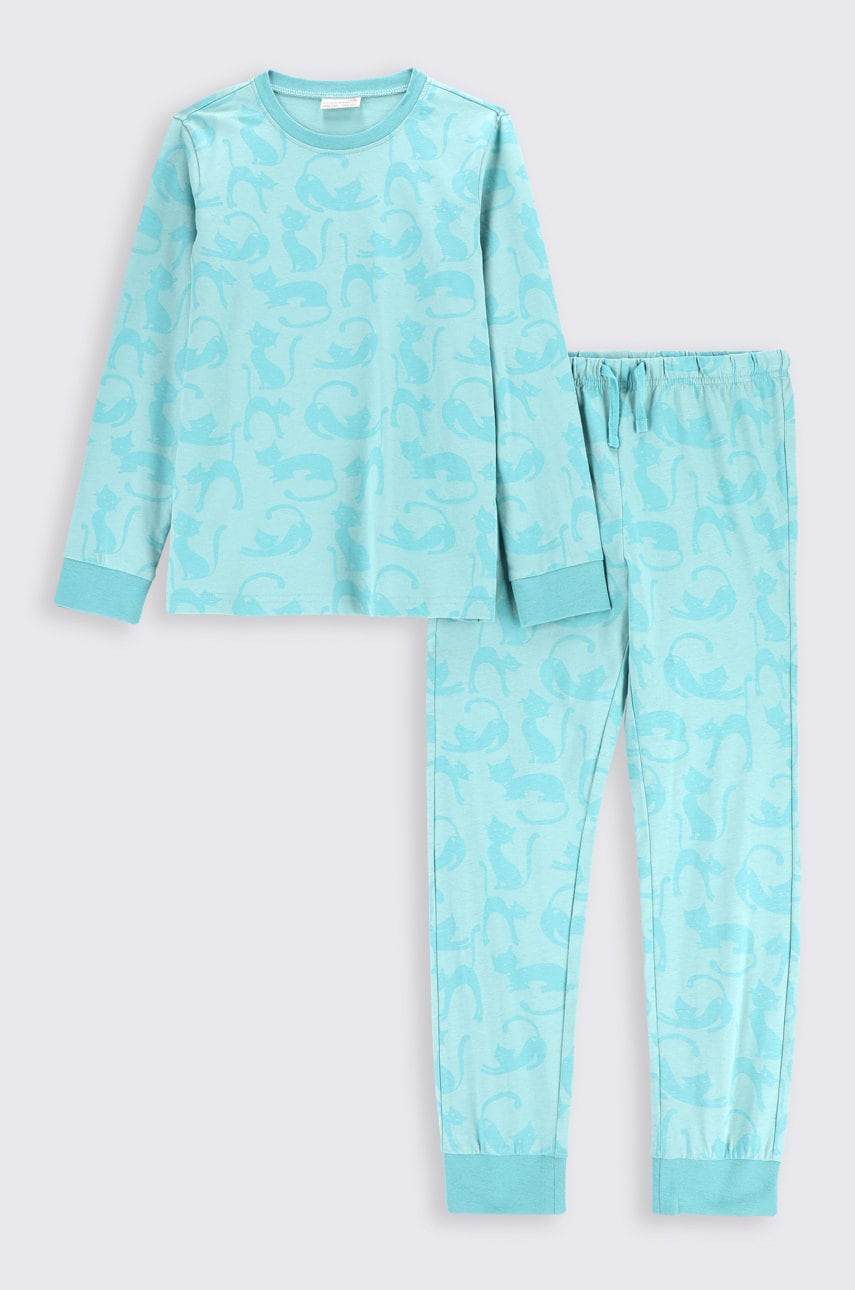 Coccodrillo pijamale de bumbac pentru copii culoarea turcoaz, modelator