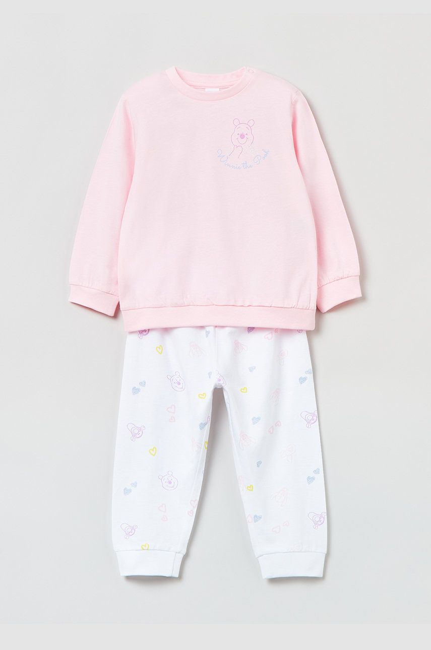 OVS pijamale de bumbac pentru copii culoarea roz, modelator