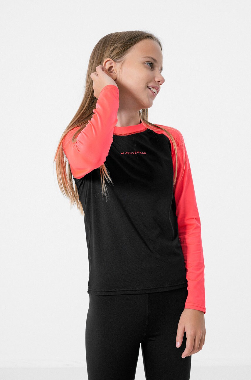 4F longsleeve functional pentru copii culoarea roz
