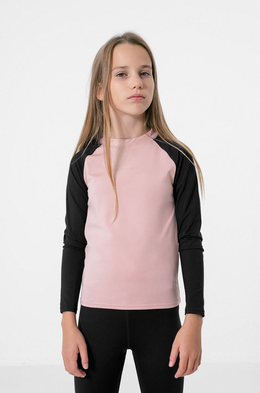 4F longsleeve functional pentru copii culoarea negru