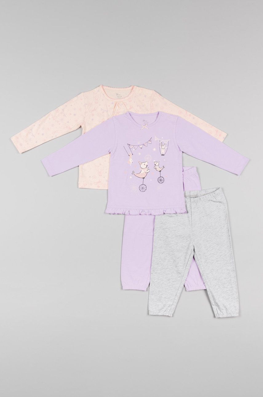 Levně Dětské bavlněné pyžamo zippy fialová barva