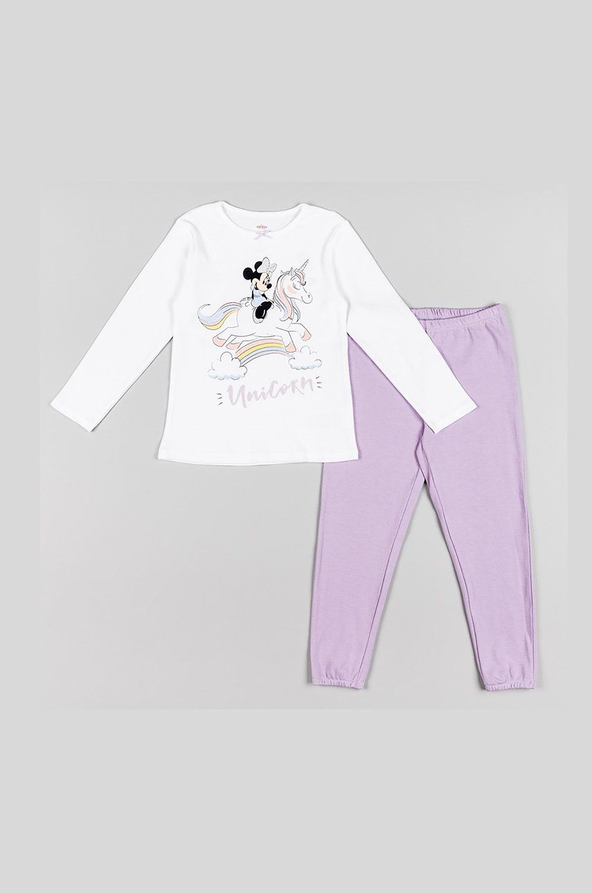 zippy pijama copii culoarea violet, cu imprimeu