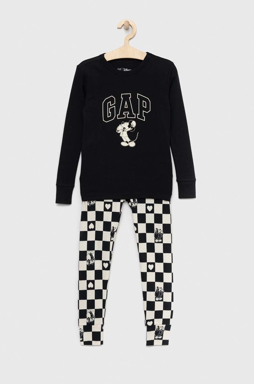 GAP pijamale de bumbac pentru copii x Disney culoarea negru, modelator