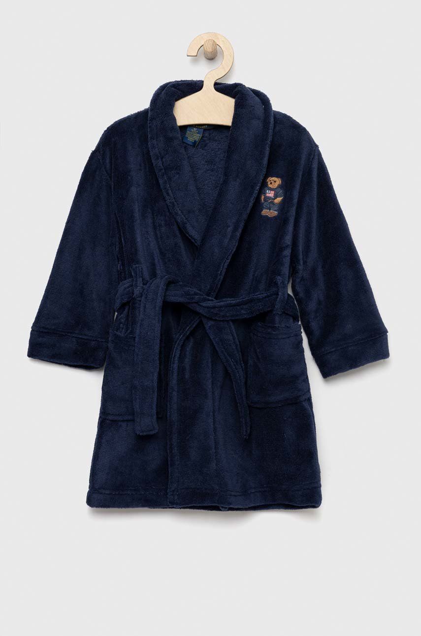 Dětský župan Polo Ralph Lauren tmavomodrá barva - námořnická modř -  100 % Polyester