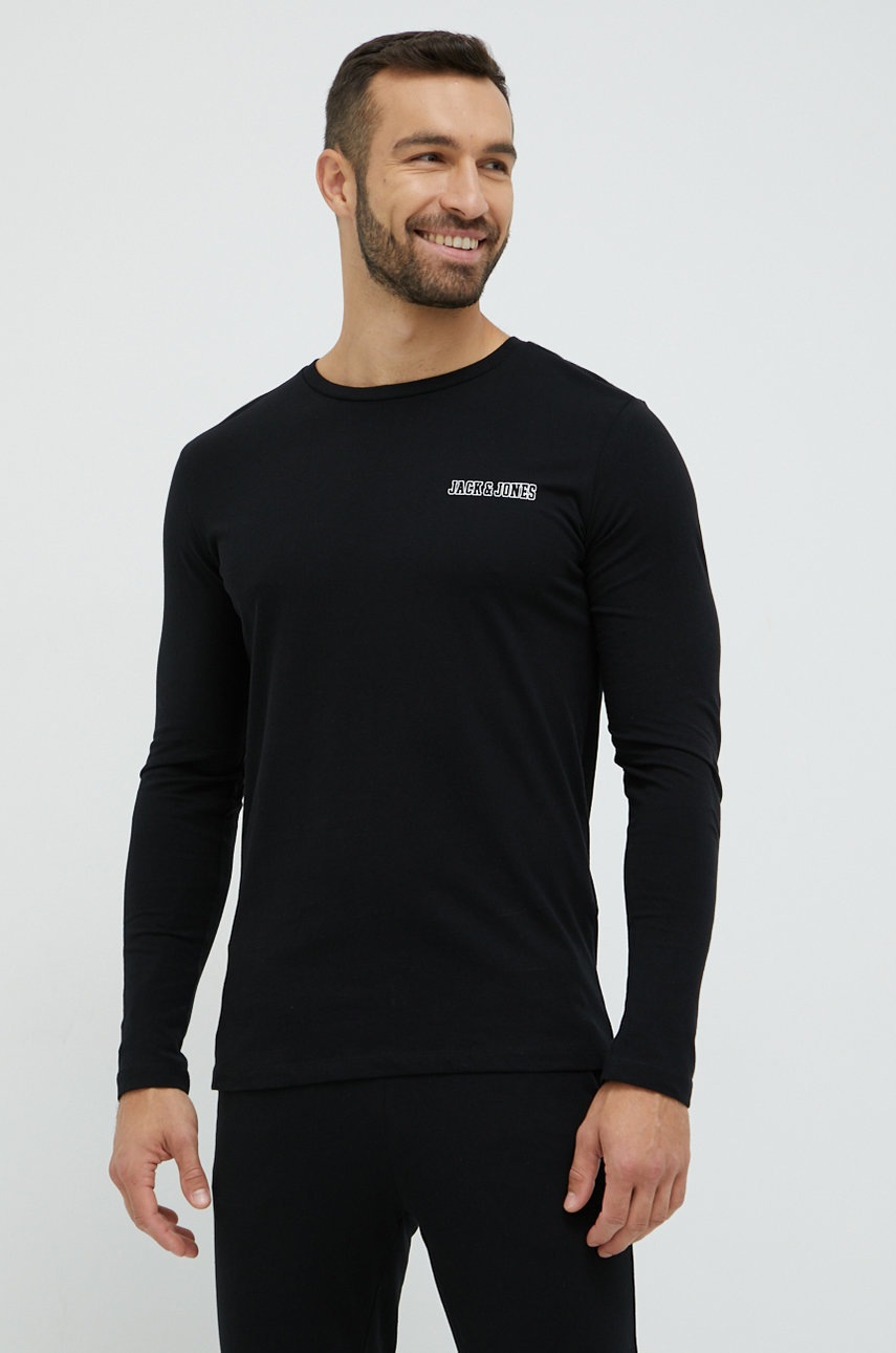

Бавовняна піжама Jack & Jones колір чорний однотонна