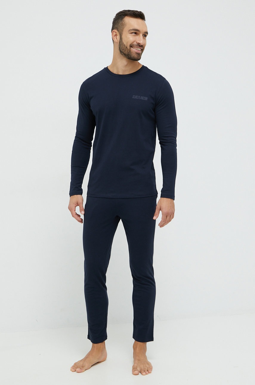

Памучна пижама Jack & Jones в тъмносиньо с изчистен дизайн, Тъмносин