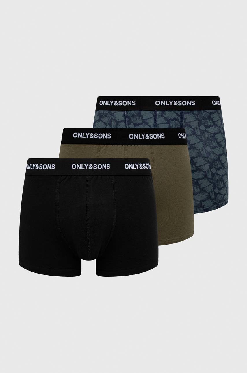 Only & Sons boxeri 3-pack barbati, culoarea verde
