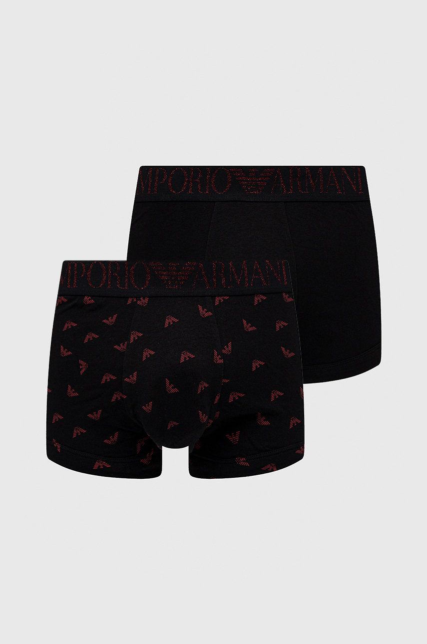 Boxerky Emporio Armani Underwear (2-pak) pánské, černá barva - černá -  Hlavní materiál: 95% Ba