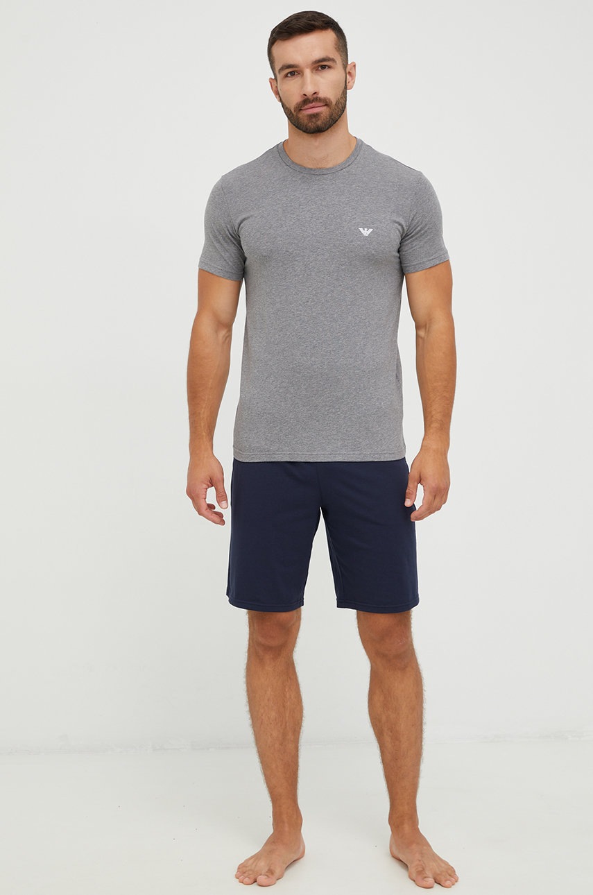 

Пижама Emporio Armani Underwear мъжка в сиво с изчистен дизайн, Сив