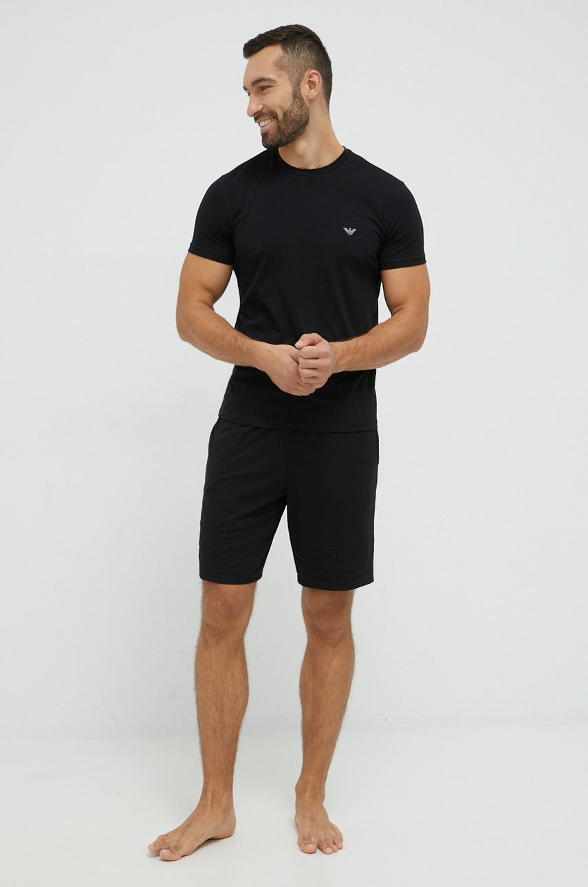 

Пижама Emporio Armani Underwear мъжка в черно с изчистен дизайн, Черен