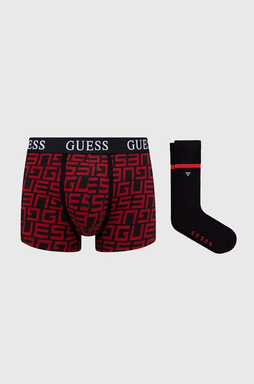 

Комплект боксерки и чорапи Guess в червено, Червен