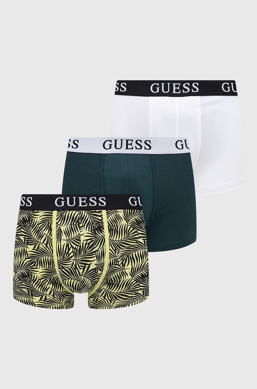 Levně Boxerky Guess 3-pack pánské, zelená barva