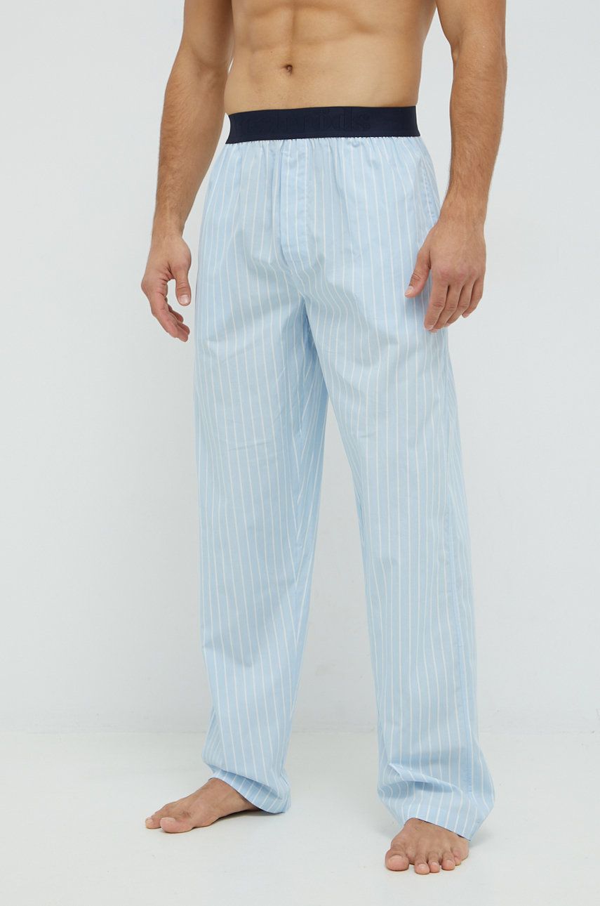 Bavlněné pyžamové kalhoty Resteröds - modrá -  100% Organická bavlna