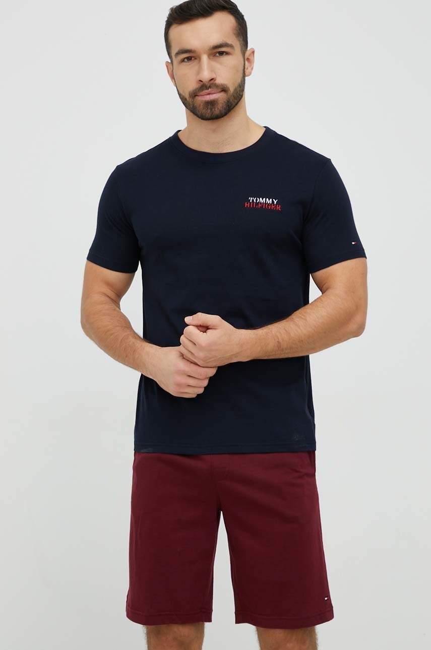 

Памучна пижама Tommy Hilfiger в тъмносиньо с принт, Тъмносин