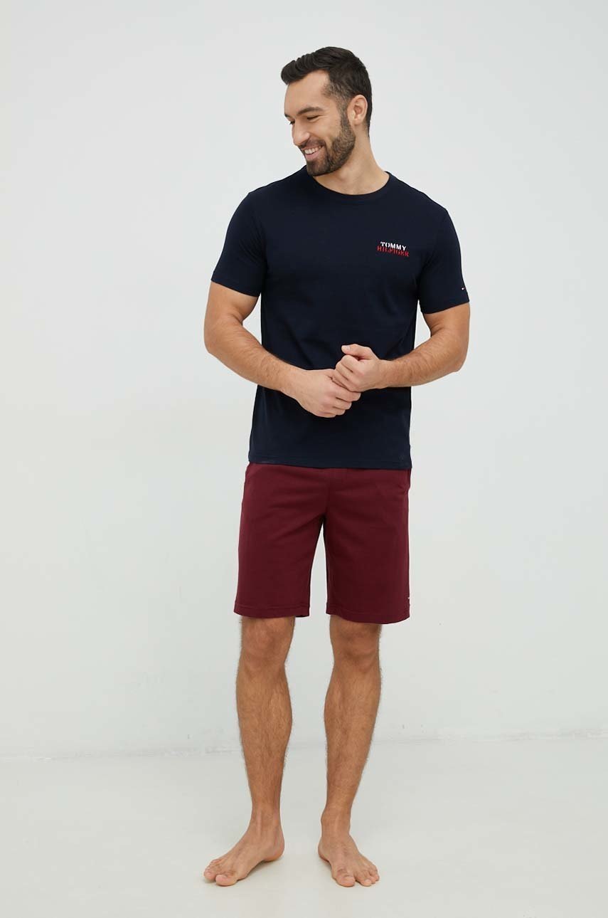 

Хлопковая пижама Tommy Hilfiger цвет синий с принтом
