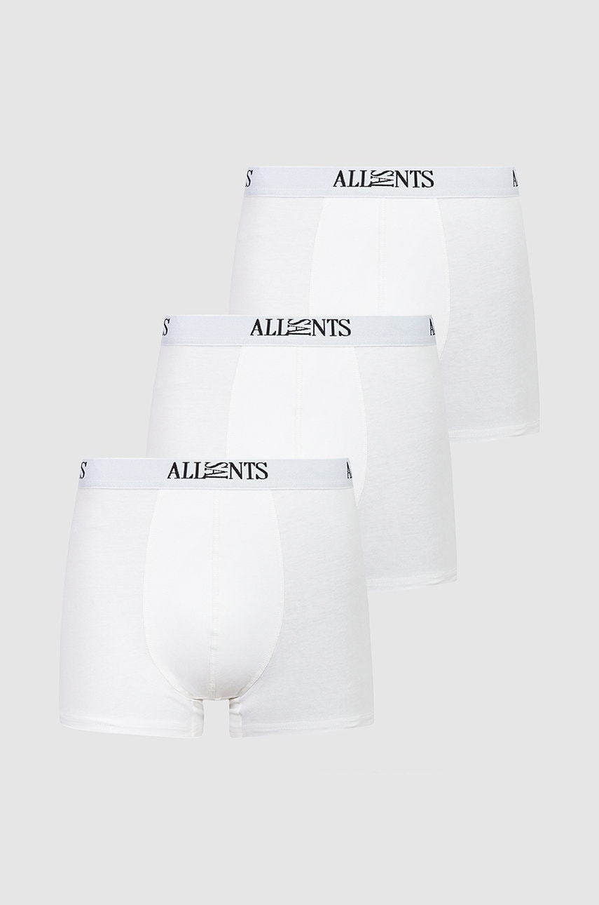 Levně Boxerky AllSaints pánské, bílá barva