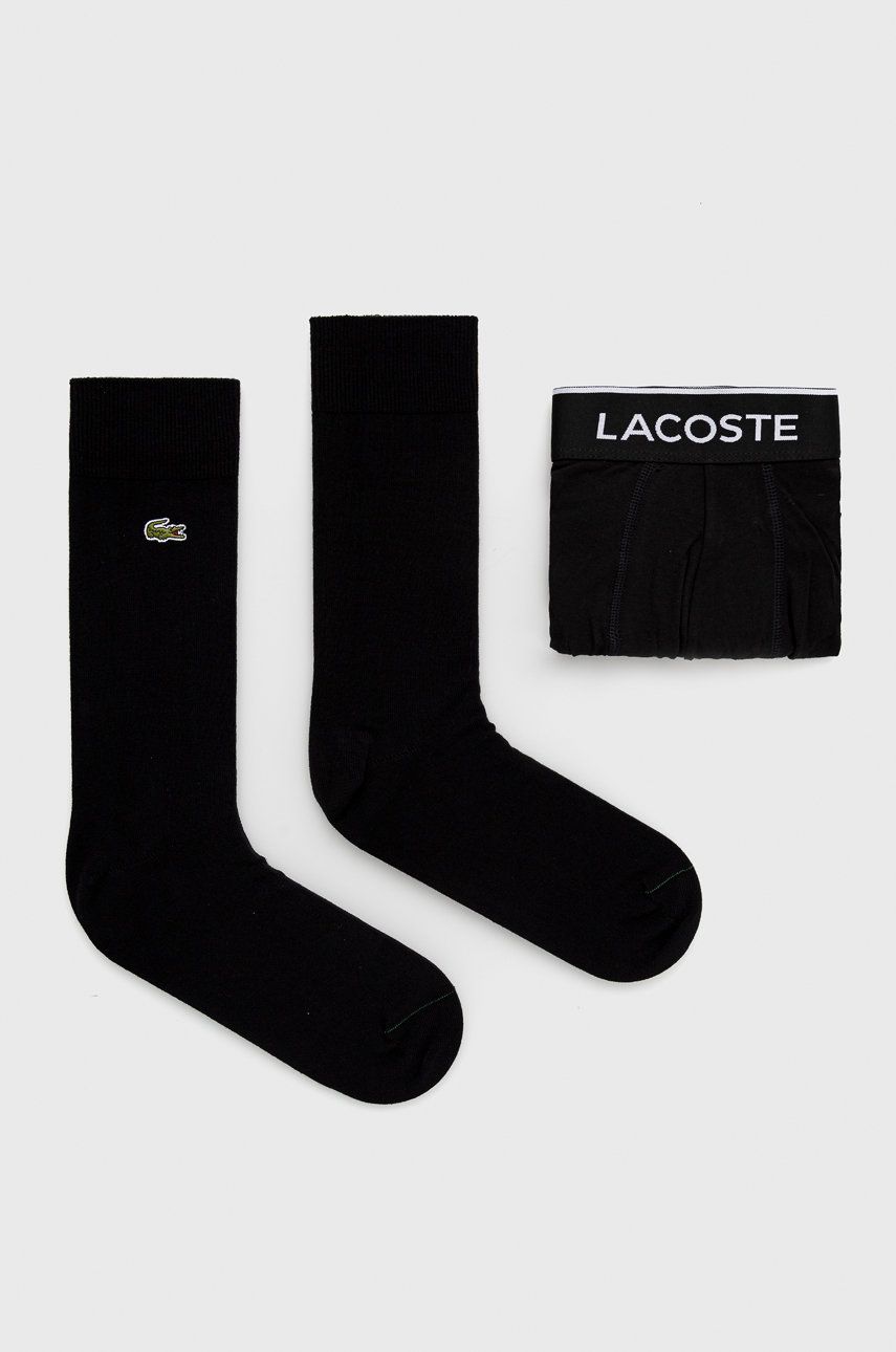 Boxerky a ponožky Lacoste pánské, černá barva - černá -  Materiál č. 1: 79% Bavlna
