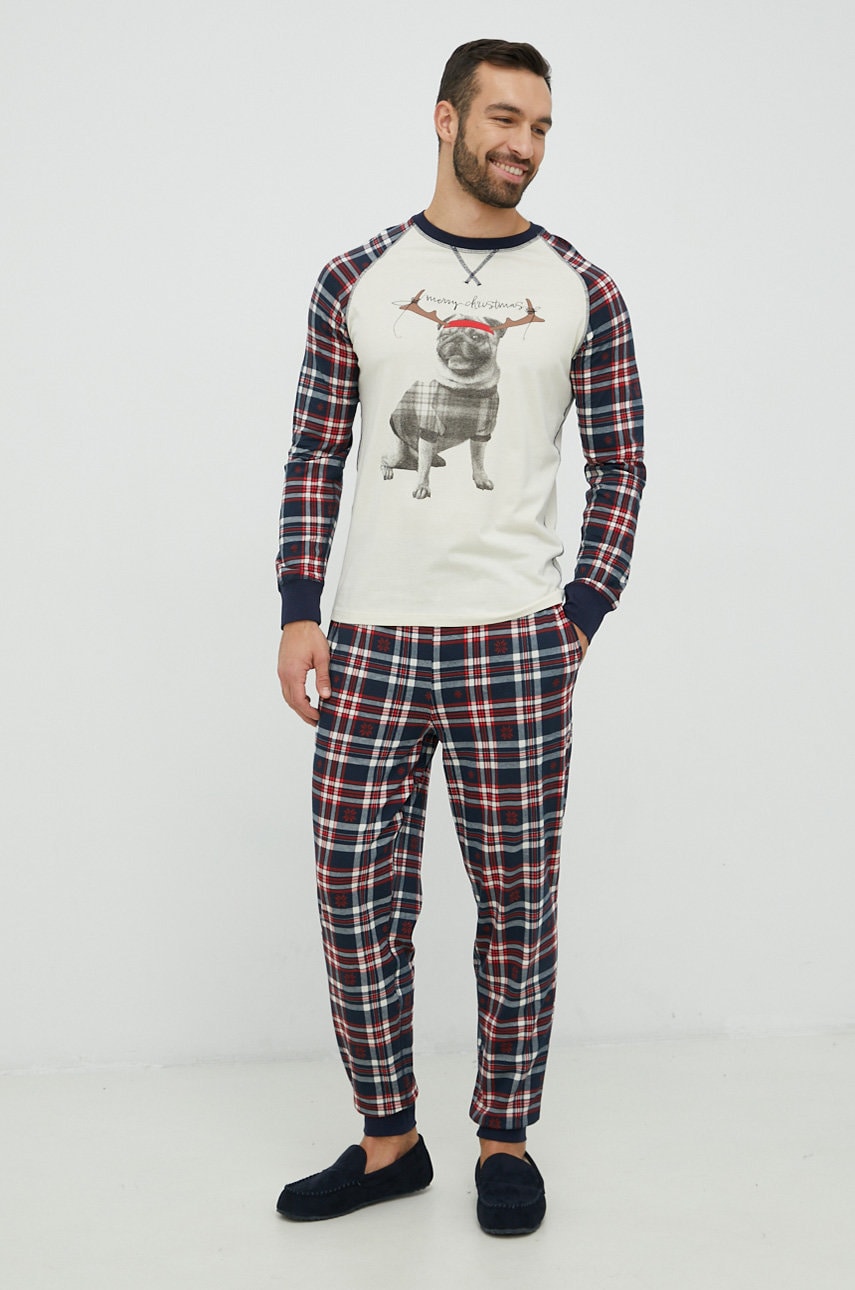 Produkt by jack & jones pijamale de bumbac culoarea albastru marin, modelator