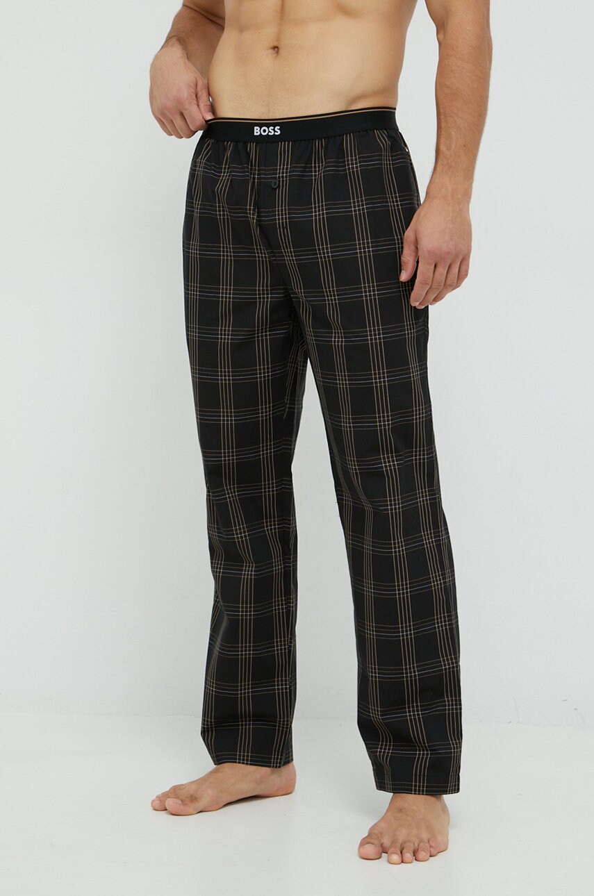 Boss pantaloni pijama bumbac culoarea negru, modelator
