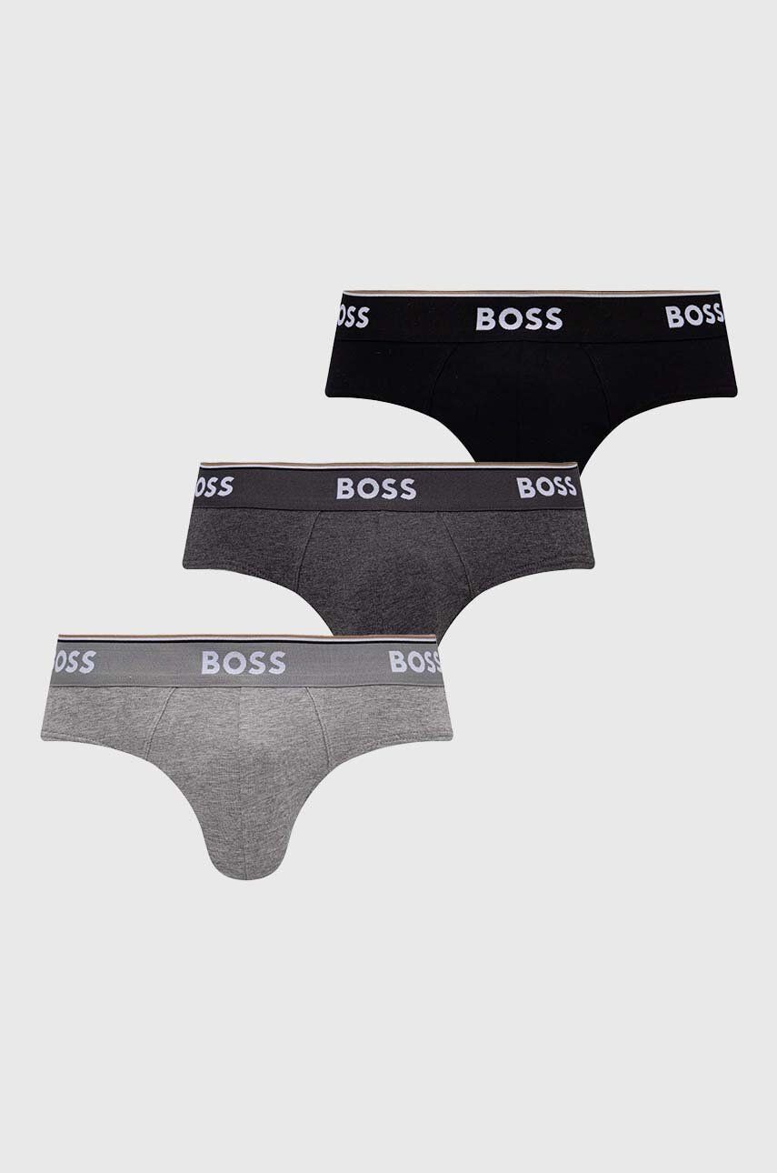 Levně Spodní prádlo BOSS 3-pack pánské, šedá barva, 50475273