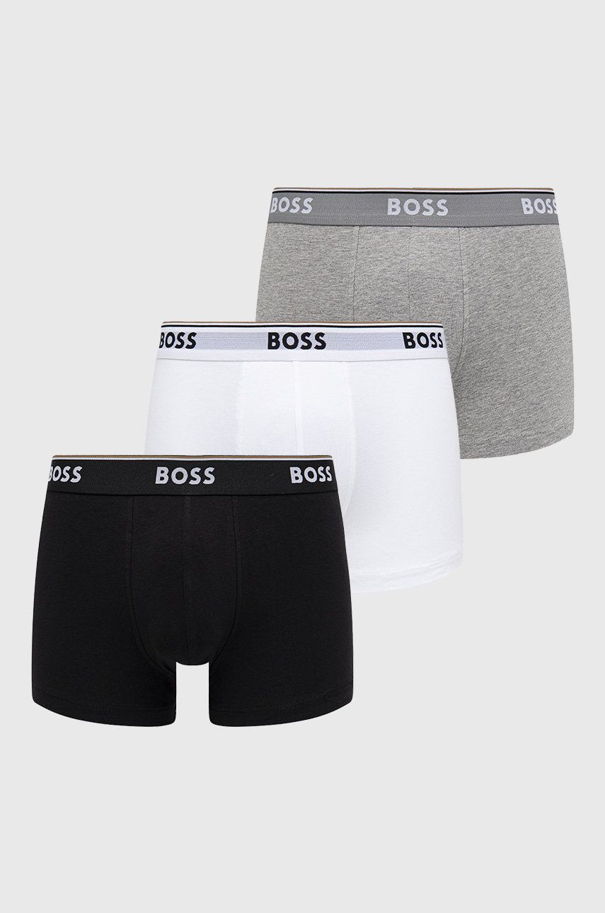 Boxerky BOSS 3 - Pack pánské, bílá barva