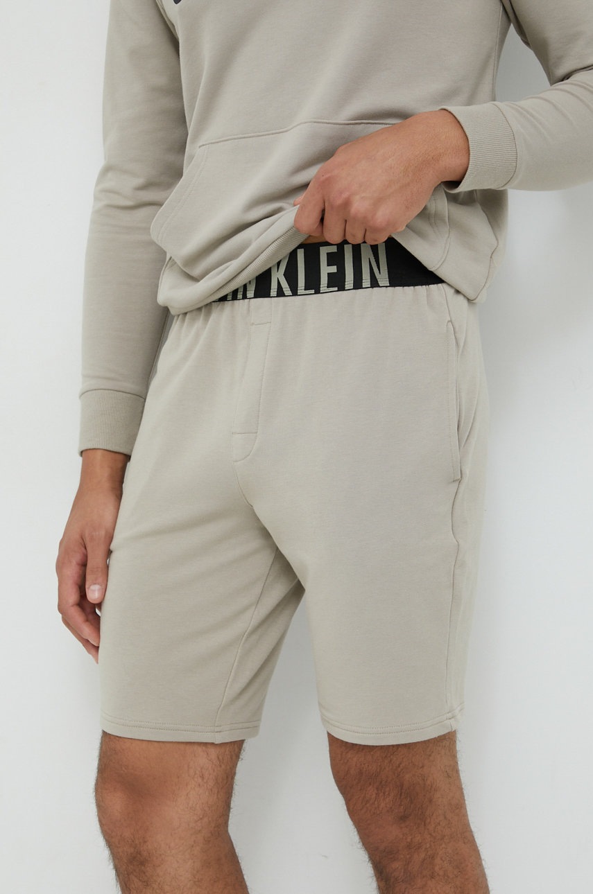 

Късо долнище на пижама Calvin Klein Underwear мъжко в бежово меланж на, Бежов