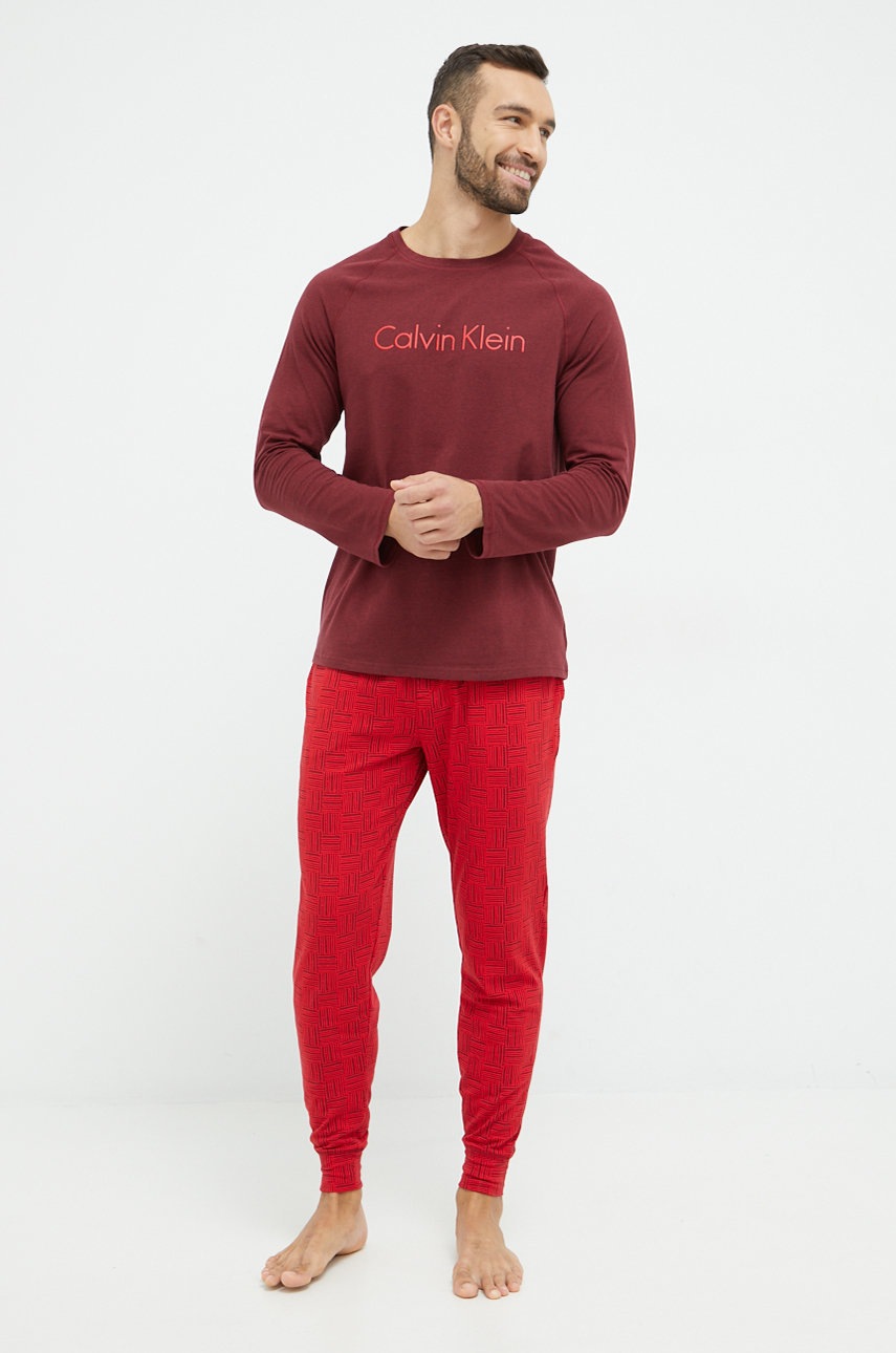 

Пижама Calvin Klein Underwear мъжка в червено с десен, Червен