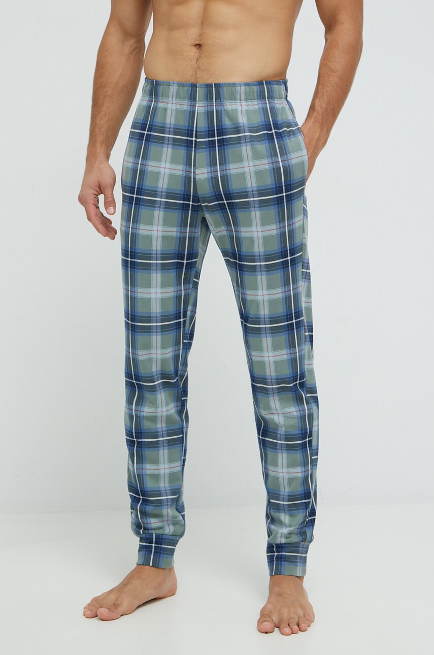 United colors of benetton pantaloni pijama bumbac culoarea verde, modelator