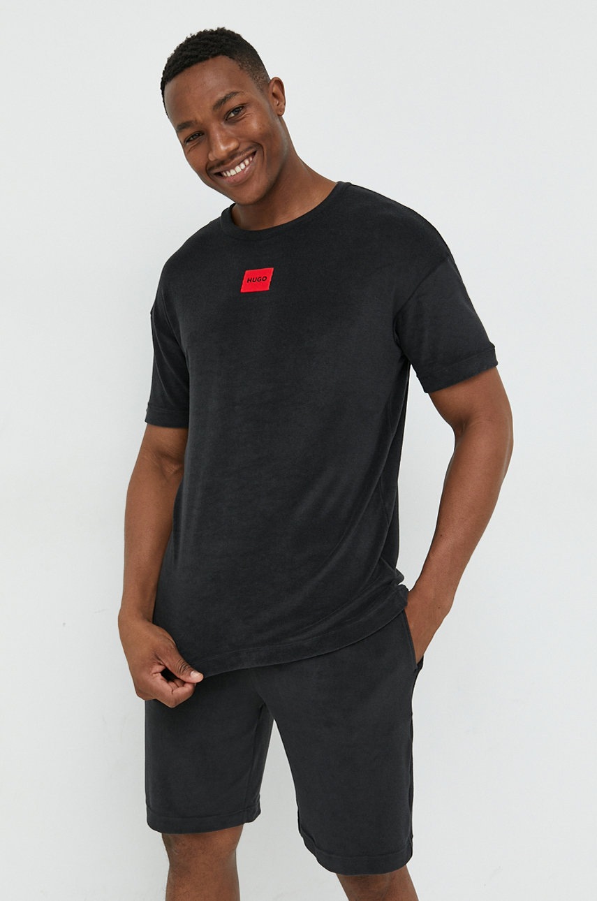 Hugo pijama barbati, culoarea negru, neted