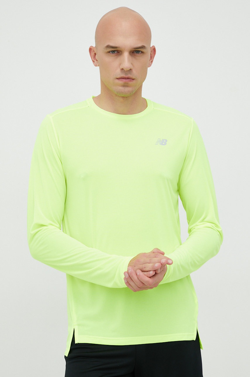 

Блуза с дълги ръкави за бягане New Balance Accelerate в зелено с изчистен дизайн, Зелен