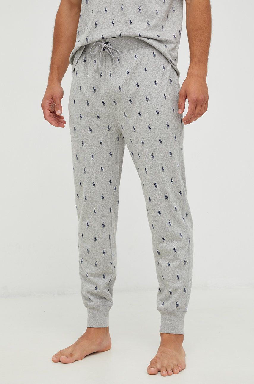Polo Ralph Lauren spodnie piżamowe bawełniane kolor szary wzorzysta