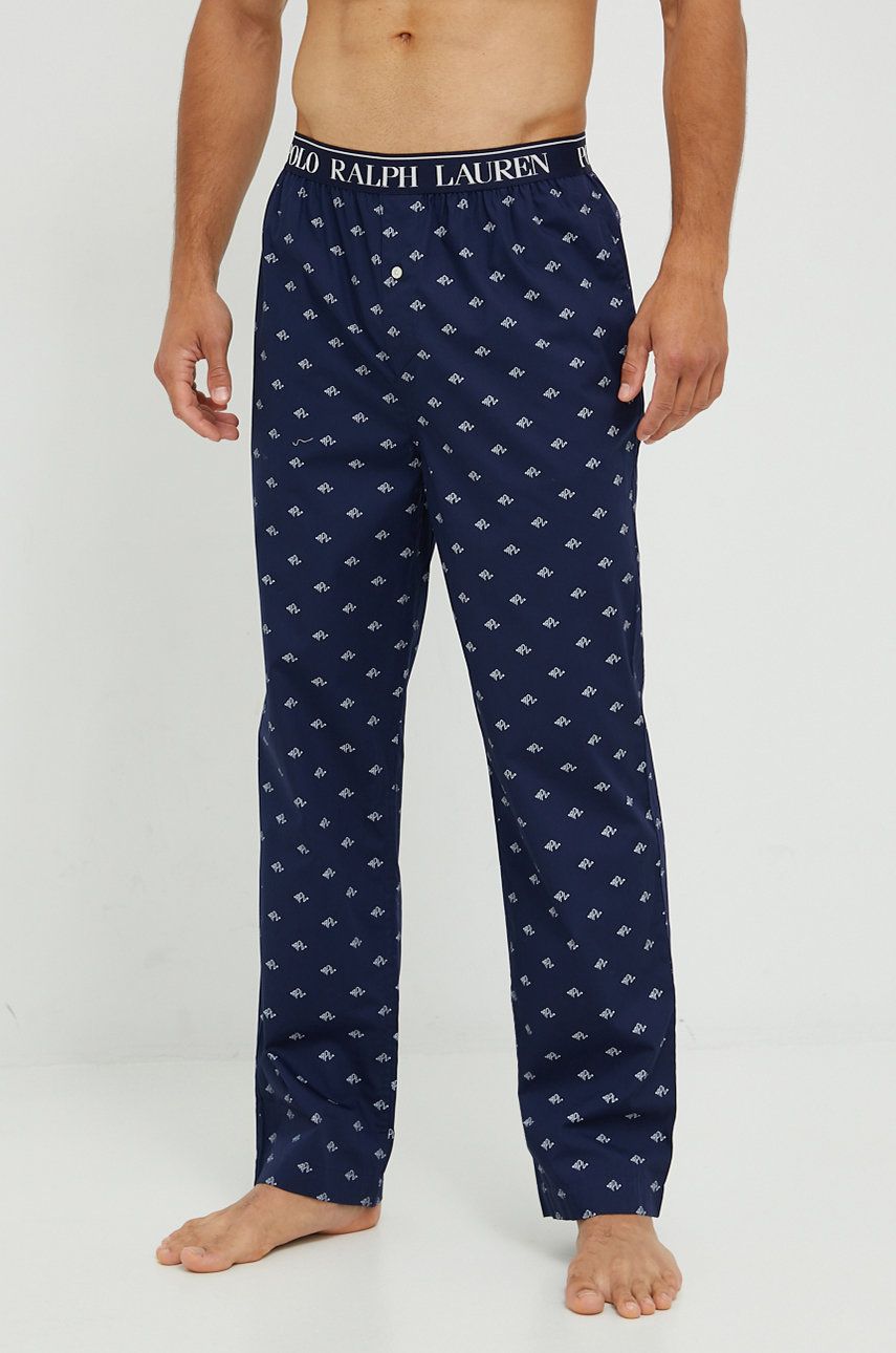 Bavlněné pyžamové kalhoty Polo Ralph Lauren tmavomodrá barva - námořnická modř -  100% Bavlna