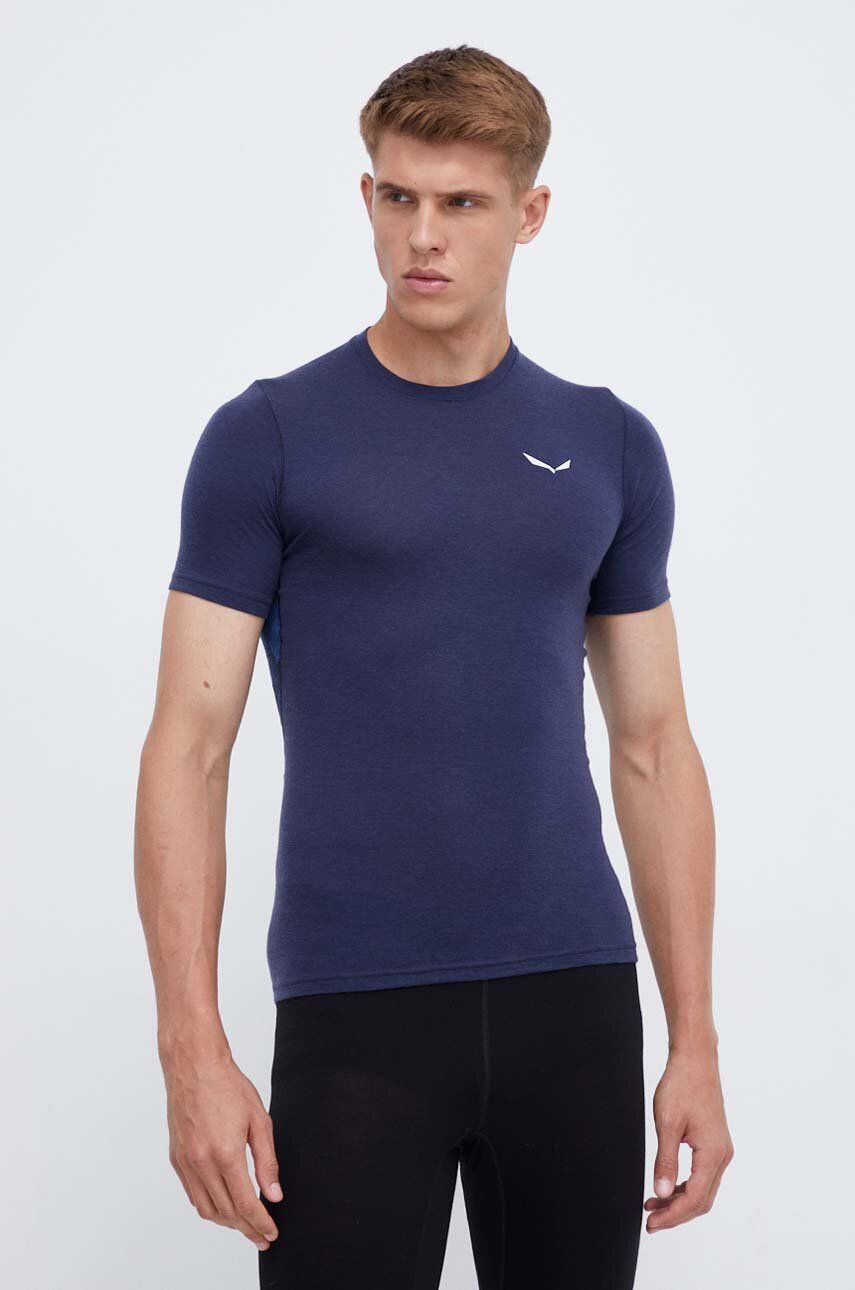Funkční tričko Salewa tmavomodrá barva - námořnická modř - 78 % Virgin vlna