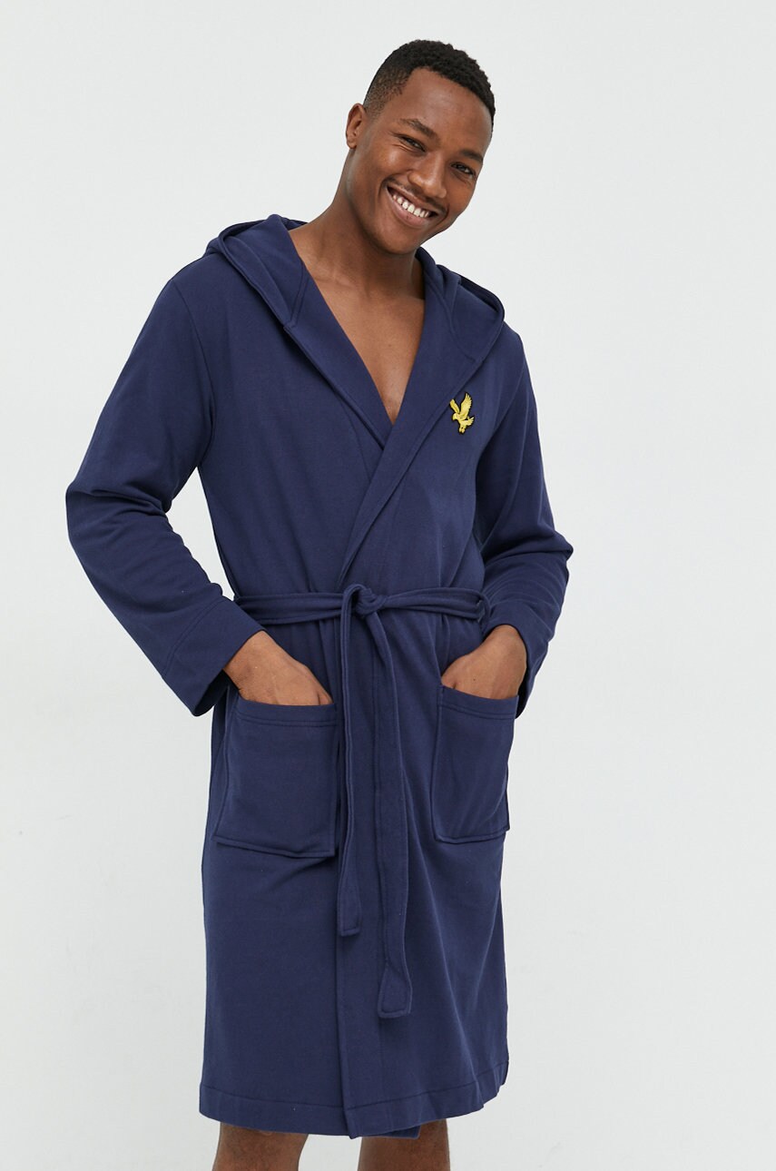 

Памучен халат Lyle & Scott в тъмносиньо, Тъмносин