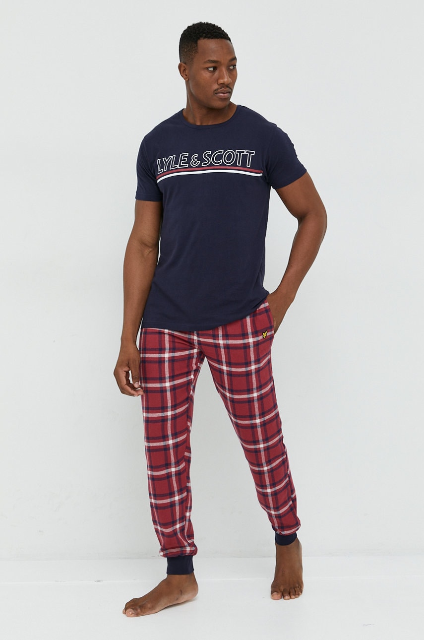 Lyle & scott pijama barbati, culoarea rosu, modelator