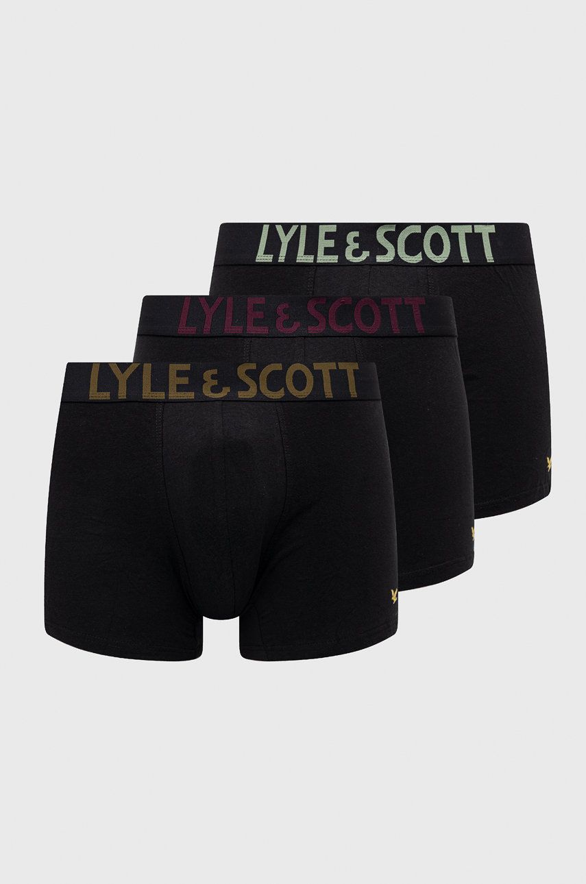 Lyle & Scott boxeri 3-pack barbati, culoarea negru
