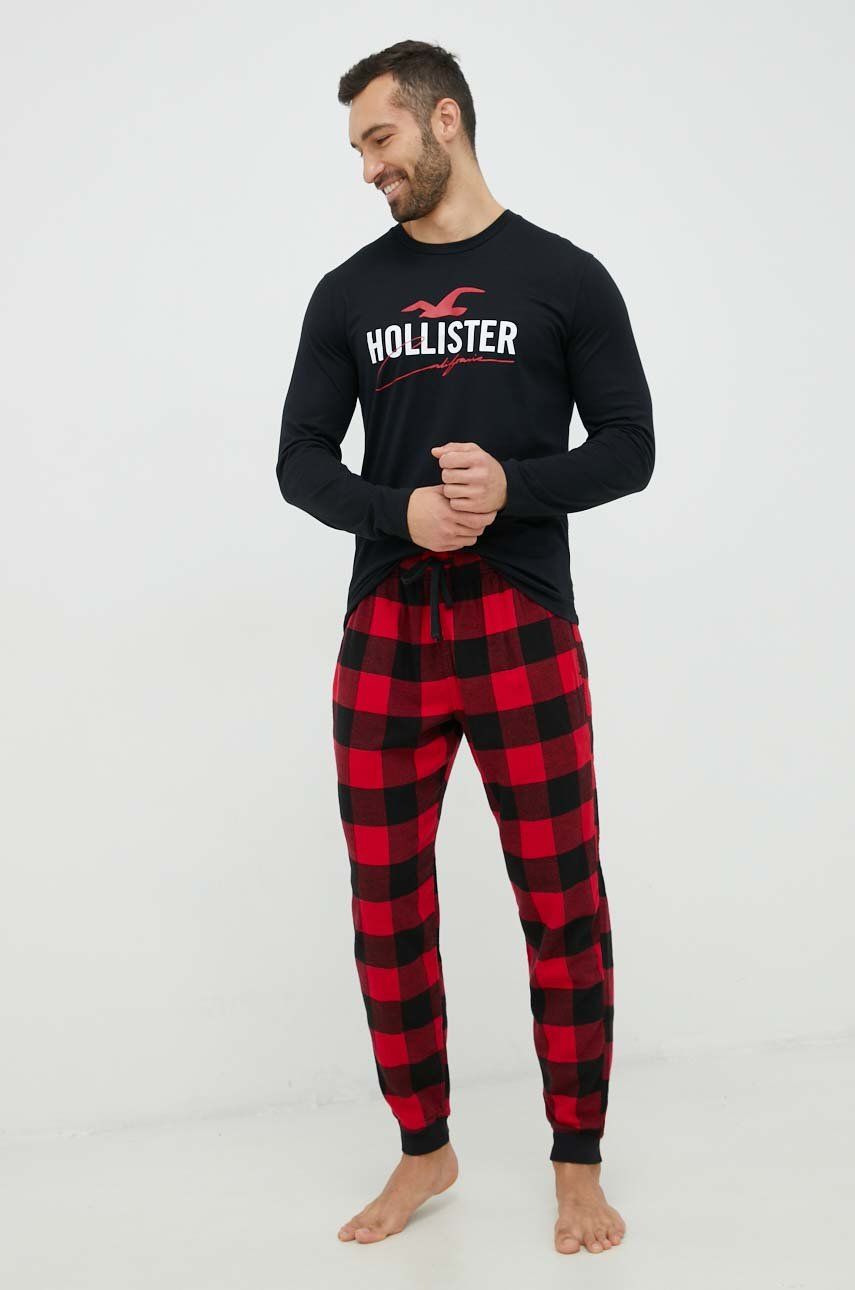 Hollister Co. pijama barbati, culoarea rosu, modelator answear.ro