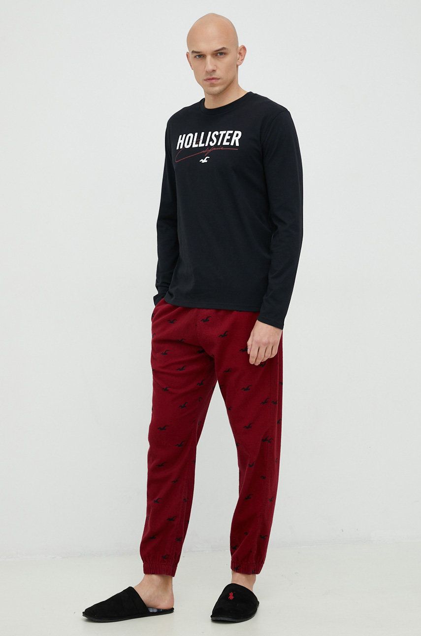 Hollister Co. Pijama Barbati, Culoarea Rosu, Modelator