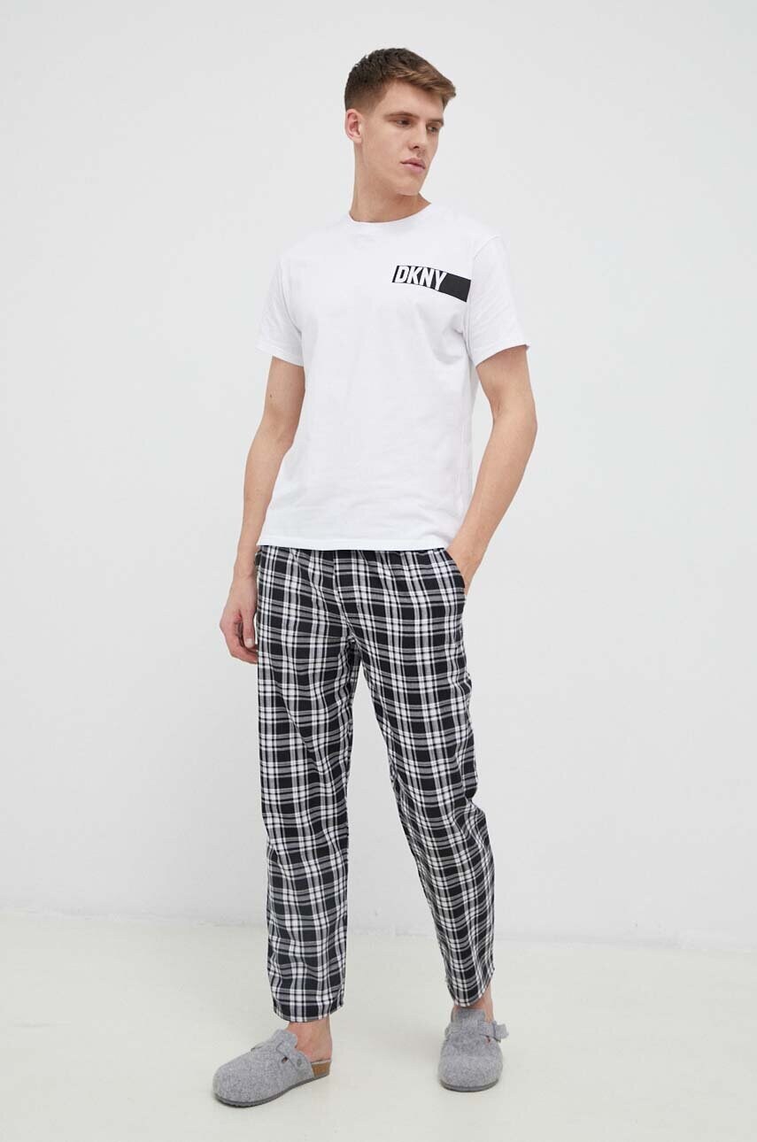 Dkny pantaloni pijama bumbac culoarea negru, modelator