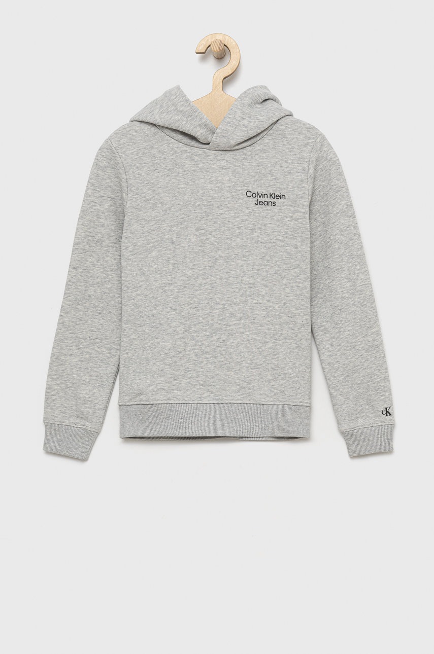 

Детски суичър Calvin Klein Jeans в сиво меланж на, Сив