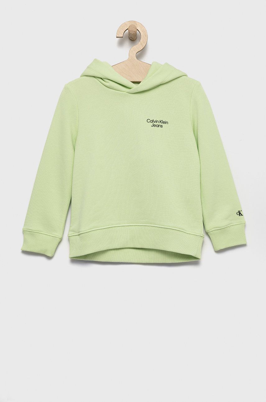 Levně Dětská mikina Calvin Klein Jeans zelená barva, melanžová