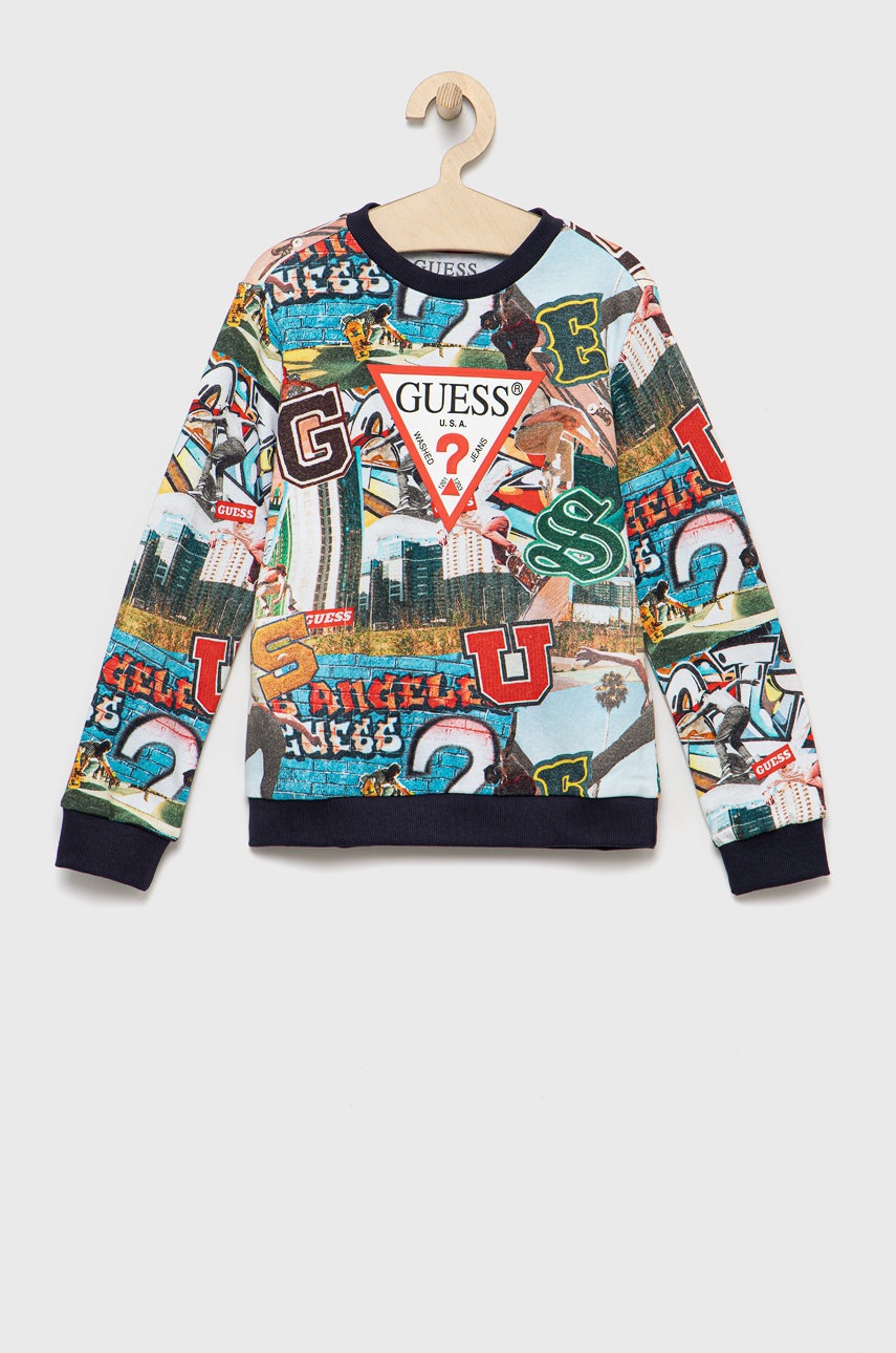 

Детски памучен суичър Guess с десен, Многоцветен