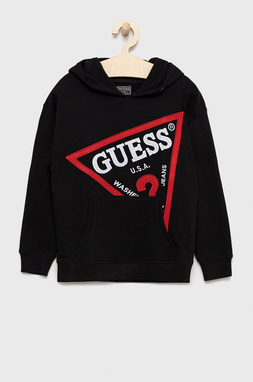 

Детская хлопковая кофта Guess цвет чёрный с аппликацией