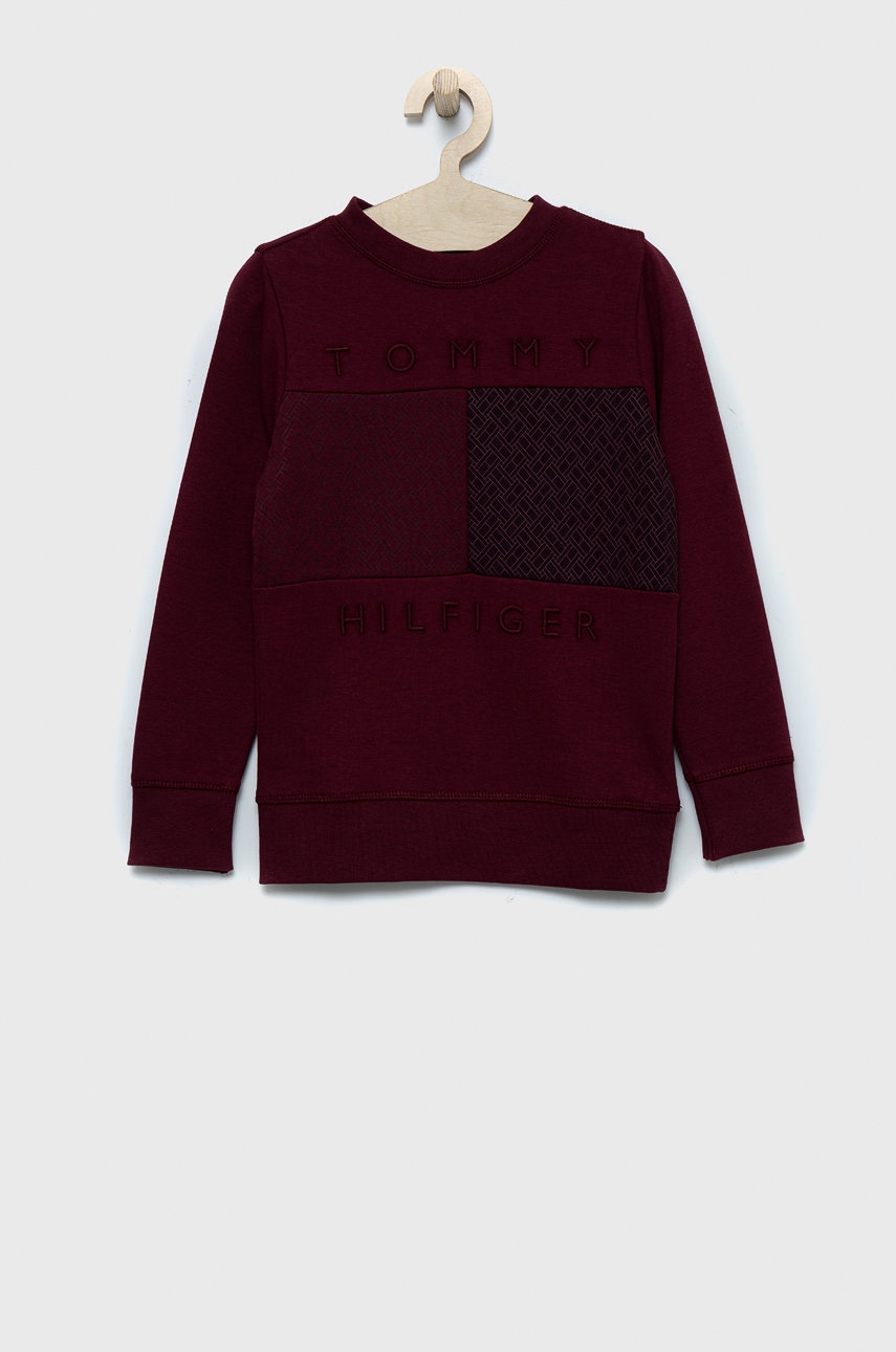 Детская кофта Tommy Hilfiger цвет бордовый однотонная Детская кофта Tommy Hilfiger цвет бордовый однотонная