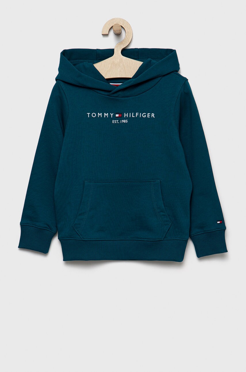 

Детски памучен суичър Tommy Hilfiger в зелено с апликация, Зелен